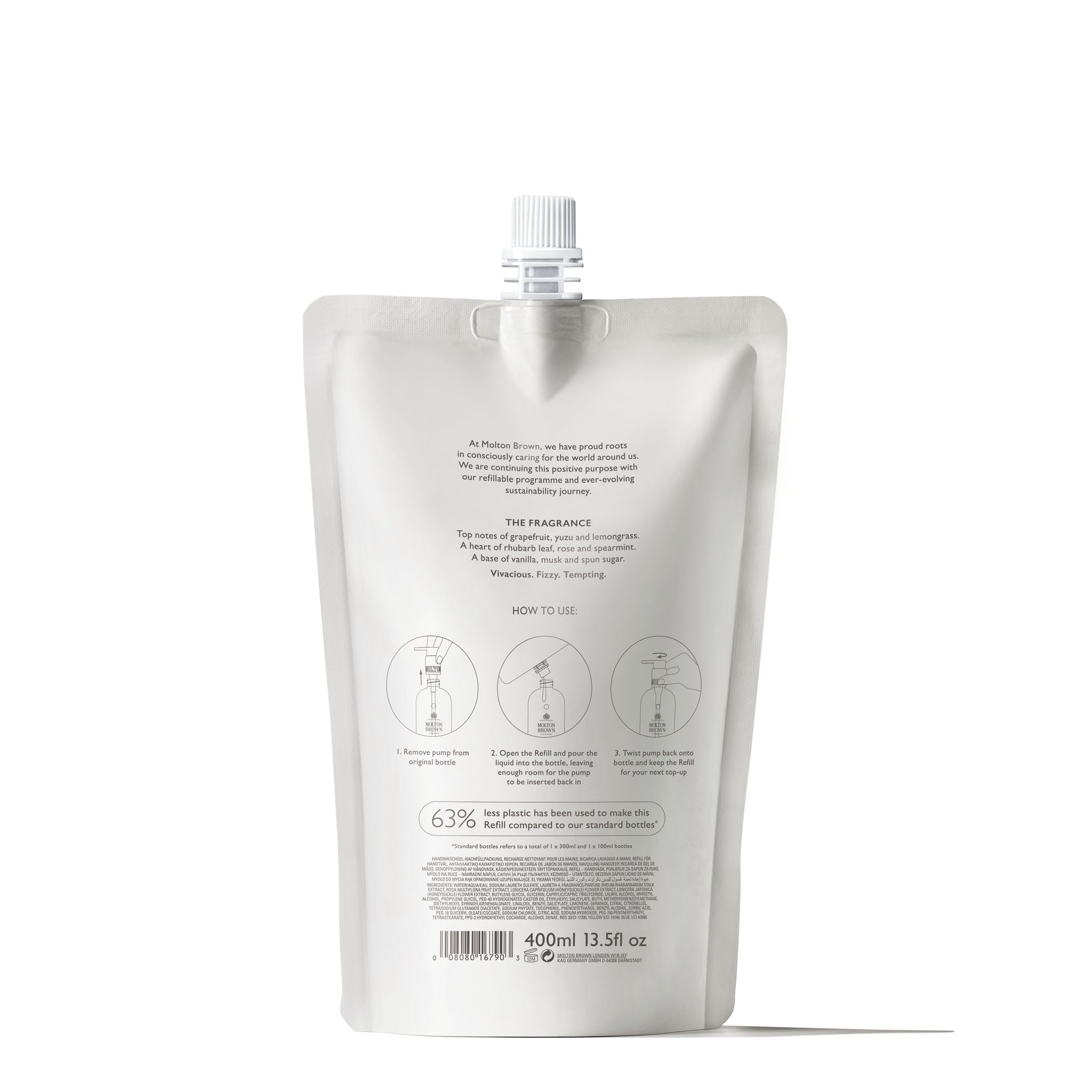 Molton Brown Delicious Rhubarb & Rose Fine Liquid Hand Wash Refill 400ml